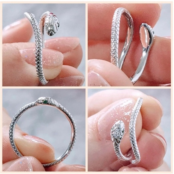 Sterling Silver Platinum Plated Necklace and Adjustable Ring - Picture 8 of 10